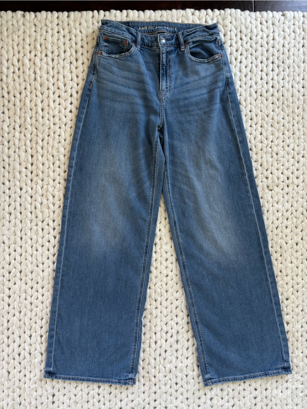 American Eagle Outfitters Women's Medium Blue Baggy Wide Leg Jeans - Picture 2 of 4